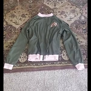 Girl's/Kid's Unicorn Jacket, Olive green/Pink